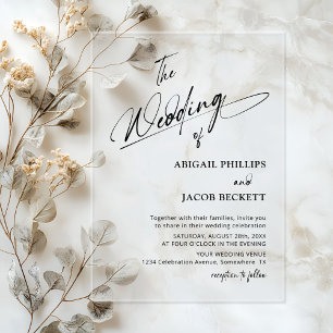 Modern Minimalist Wedding Acrylic Invitations