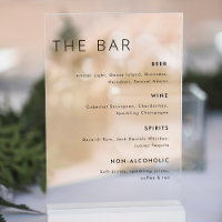 Modern Minimalist Wedding Bar Menu
