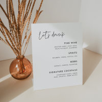 Modern Minimalist wedding Bar menu