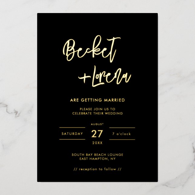 Modern minimalist wedding black and gold (Front)