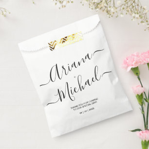 Modern Minimalist Wedding Black White Personalized Favour Bag