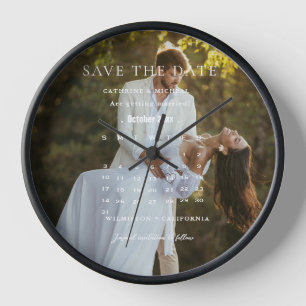 Modern Minimalist Wedding Calendar save the date Clock