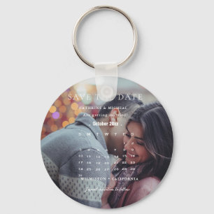 Modern Minimalist Wedding Calendar save the date Keychain