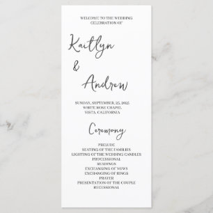 Modern Minimalist Wedding Ceremony, Handwritten  Program