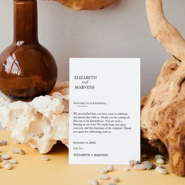 Modern Minimalist wedding day Events Timeline card (Creator Uploaded)