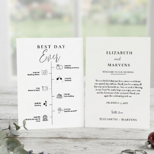 Modern Minimalist wedding day Events Timeline Program
