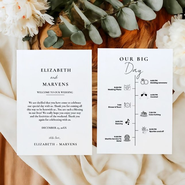 Modern Minimalist wedding day  Events Timeline  Program (Creator Uploaded)