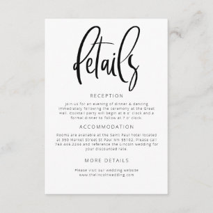 Modern Minimalist Wedding Details Enclosure Card