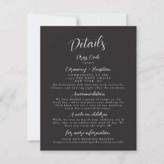 Modern Minimalist Wedding Details Enclosure Card