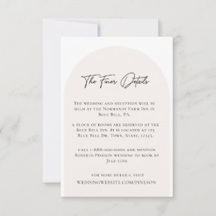 Modern Minimalist Wedding Details Enclosure Card