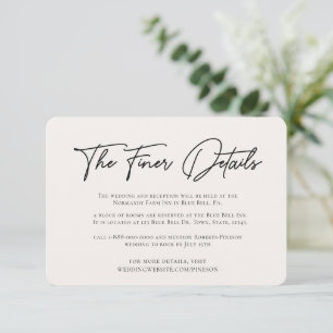 Modern Minimalist Wedding Details Enclosure Card