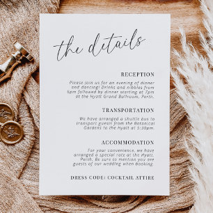 Modern Minimalist Wedding Details Enclosure Card