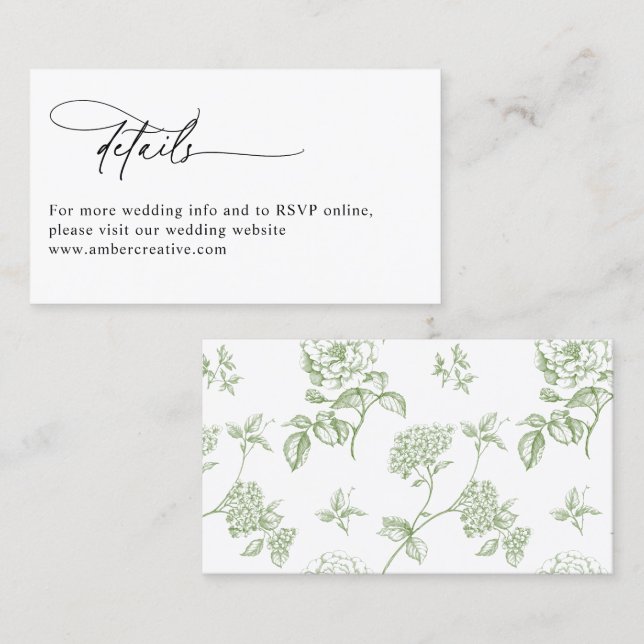 Modern Minimalist Wedding Details Enclosure Card (Front/Back)