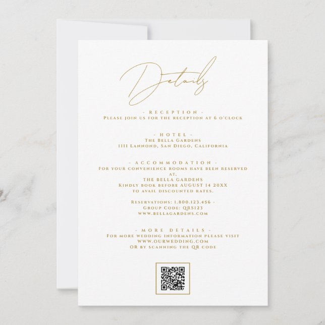 Modern Minimalist Wedding Details Enclosure Cards (Front)