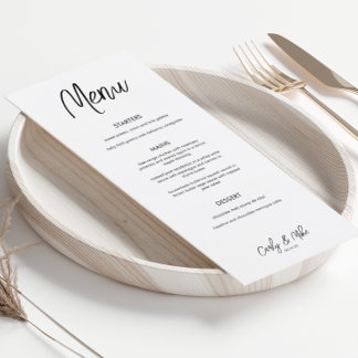 Modern Minimalist Wedding Dinner Menu Cards