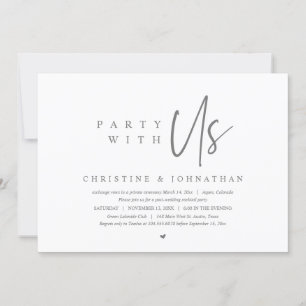 Modern Minimalist Wedding Elopement, Party with us Invitation