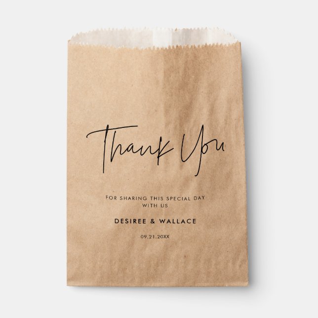 Modern minimalist wedding favour bags (Front)