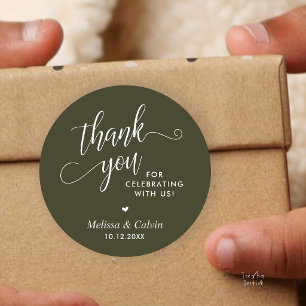 Modern Minimalist Wedding Favour Gifts Thank You Classic Round Sticker