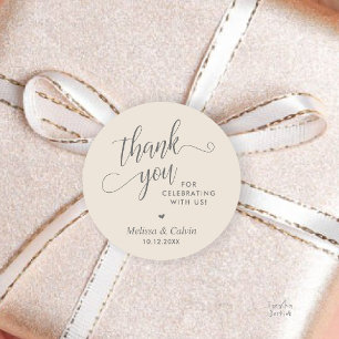 Modern Minimalist Wedding Favour Gifts Thank You Classic Round Sticker