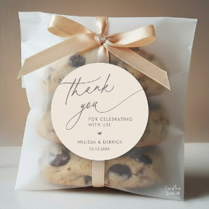 Modern Minimalist Wedding Favour Gifts Thank You Classic Round Sticker