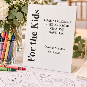 Modern Minimalist Wedding for The Kids Tabletop Pedestal Sign