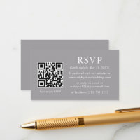 Modern Minimalist Wedding Grey QR RSVP