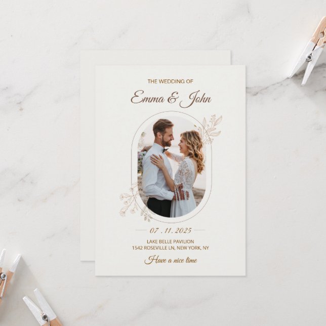 Modern Minimalist Wedding Invitation (Front/Back In Situ)