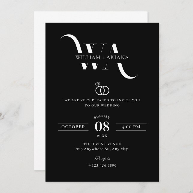 Modern minimalist wedding Invitation (Front/Back)