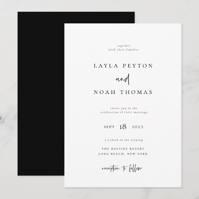 Modern Minimalist Wedding Invitation (Front/Back)