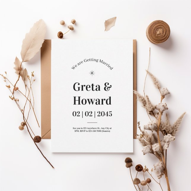 Modern Minimalist Wedding Invitation with star (Creator Uploaded)