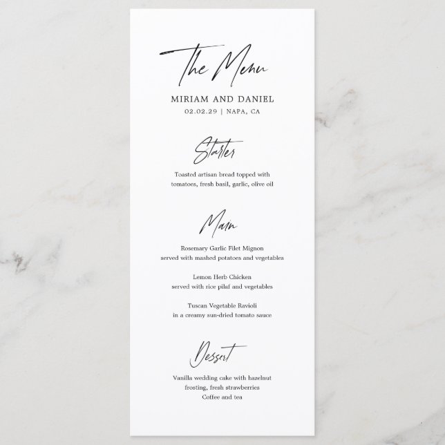 Modern Minimalist Wedding Menu (Front)