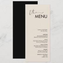 Modern Minimalist Wedding Menu