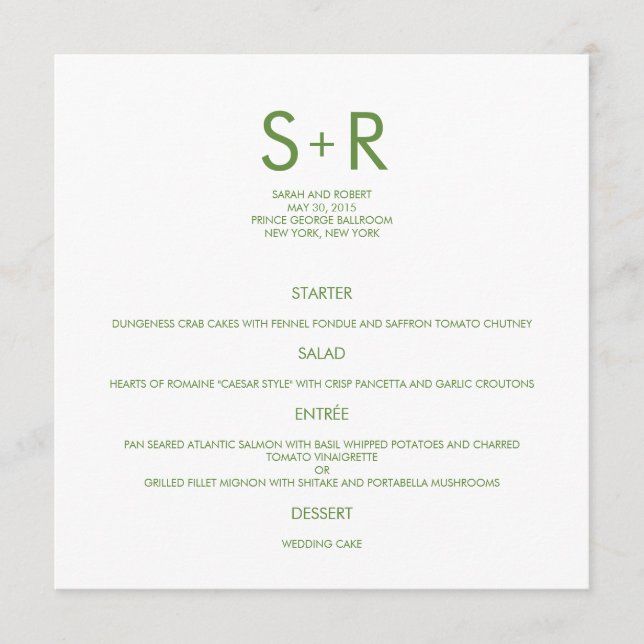 Modern Minimalist Wedding Menu Card (Front)