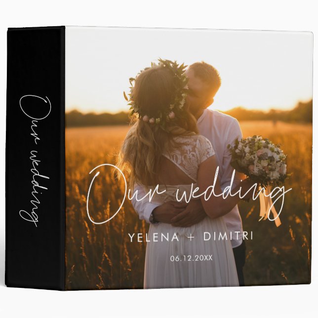 Modern minimalist wedding photo album binder (Front/Spine)