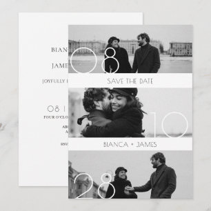 Modern minimalist wedding photo beautiful moments save the date