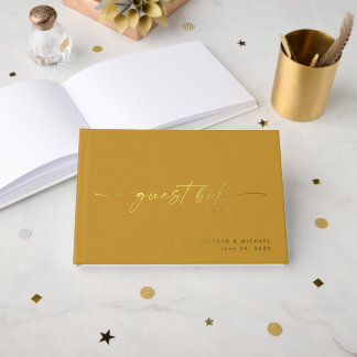 Modern Minimalist Wedding Photo Calligraphy Script Guest Book