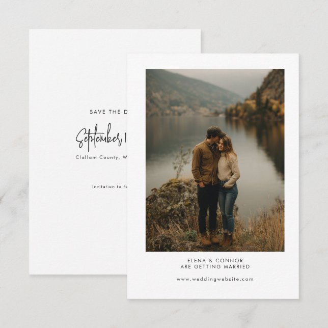 Modern Minimalist Wedding Photo Save the Date (Devant / Derrière)