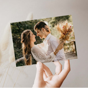 Modern Minimalist Wedding Photo Thank You Card