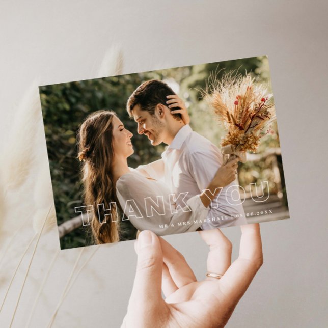 Modern Minimalist Wedding Photo Thank You Card (Creator Uploaded)
