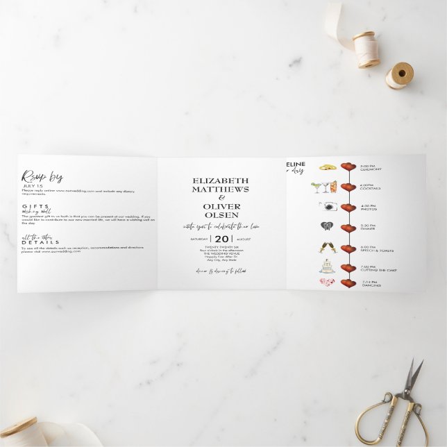  Modern Minimalist Wedding Photo Tri-Fold Invitati Invitation (Inside)