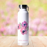 Modern Minimalist Wedding Pink Floral Water Bottle<br><div class="desc">Modern Minimalist Wedding Pink Floral Water Bottle. Stylishly personalize with your custom name.</div>