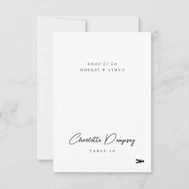 Modern Minimalist Wedding Place Card (Front)