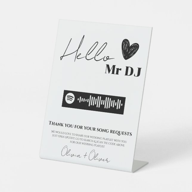 Modern minimalist wedding playlist sign (Front)