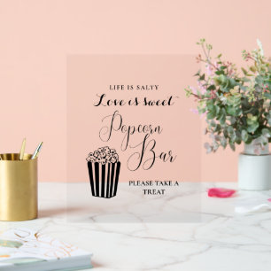 Modern Minimalist Wedding Popcorn Bar Sign