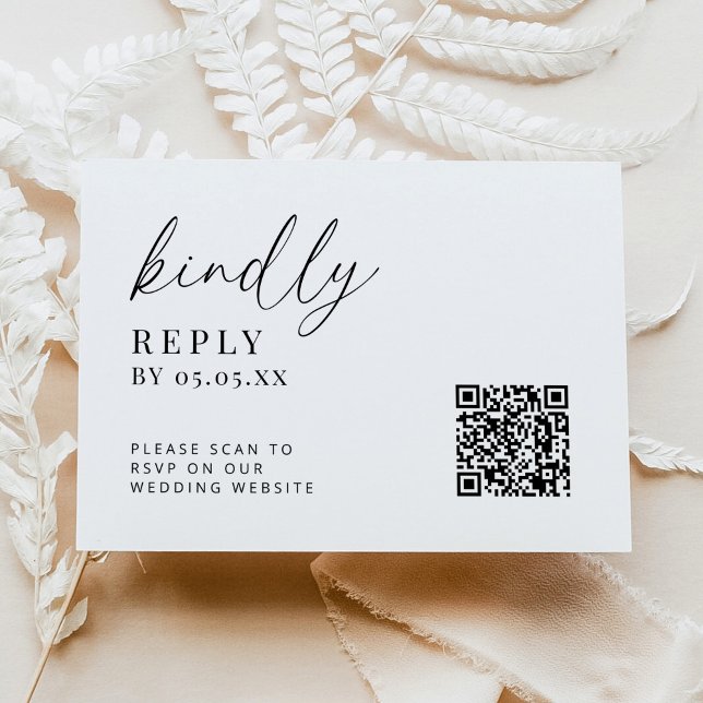 Modern Minimalist Wedding QR Code Kindly Reply Enclosure Card (Creator Uploaded)