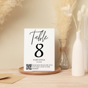 modern minimalist wedding qr code menu & table number