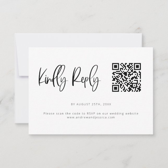 Modern Minimalist Wedding QR Code RSVP Card (Front)