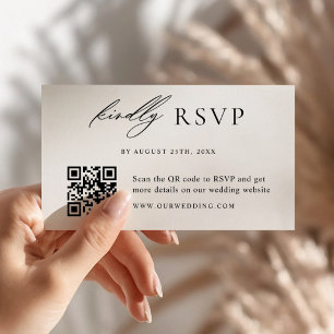 Modern Minimalist Wedding QR Code RSVP Enclosure Card
