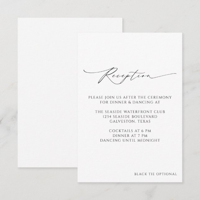 Modern Minimalist Wedding Reception Enclosure Card (Front/Back)