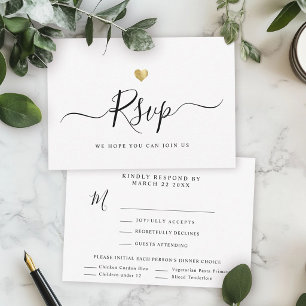 Modern Minimalist Wedding RSVP + 4 dinner choices Card